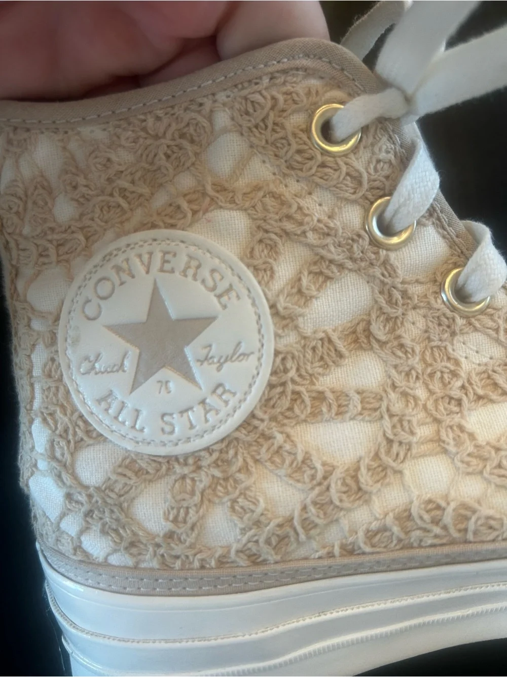 Converse Lace High-Top Sneakers in Cream - Picture 7 of 11